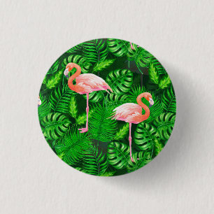 Flamingo tropiska vattenfärger knapp