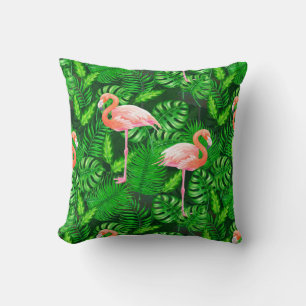 Flamingo tropiska vattenfärger kudde