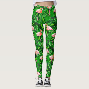 Flamingo tropiska vattenfärger leggings
