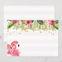 Flamingo Tropiskt Tackkort Rosa & Guld
