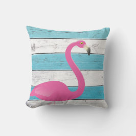 Flamingo Turcos & White Stripe Pillow Kudde