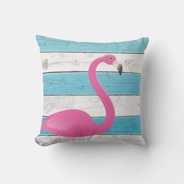 Flamingo Turcos & White Stripe Pillow Kudde (Framsida)