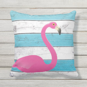 Flamingo Turcos & White Stripe Pillow Kudde