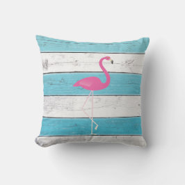 Flamingo Turcos & White Stripe Pillow Utomhuskudde