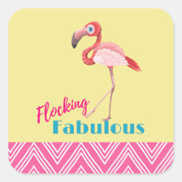 Flamingo-typografi med Rosa Flamingo Fyrkantigt Klistermärke