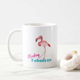 Flamingo-typografi med Rosa Flamingo Kaffemugg