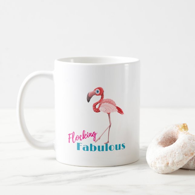Flamingo-typografi med Rosa Flamingo Kaffemugg (Med munk)