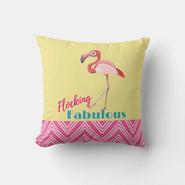 Flamingo-typografi med Rosa Flamingo Kudde (Framsida)