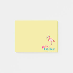 Flamingo-typografi med Rosa Flamingo Post-it Block