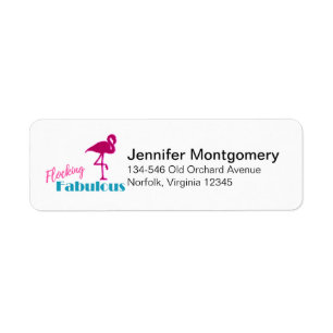 Flamingo-typografi med Rosa Flamingo Returadress Etikett