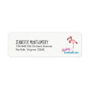 Flamingo-typografi med Rosa Flamingo Returadress Etikett