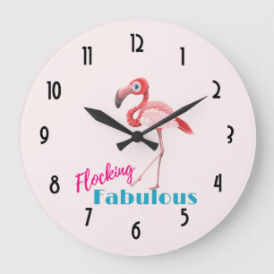 Flamingo-typografi med Rosa Flamingo Stor Klocka