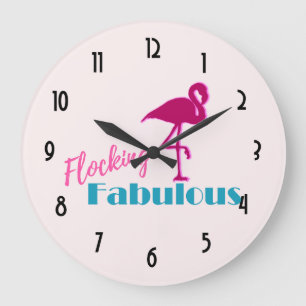 Flamingo-typografi med Rosa Flamingo Stor Klocka