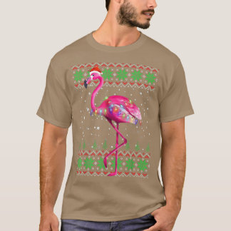 Flamingo Ugly jul Sweater Julafton Träd Ljus T Shirt