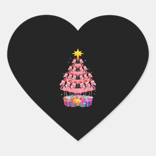 Flamingo Ugly Julgran Funny Gift Hjärtformat Klistermärke