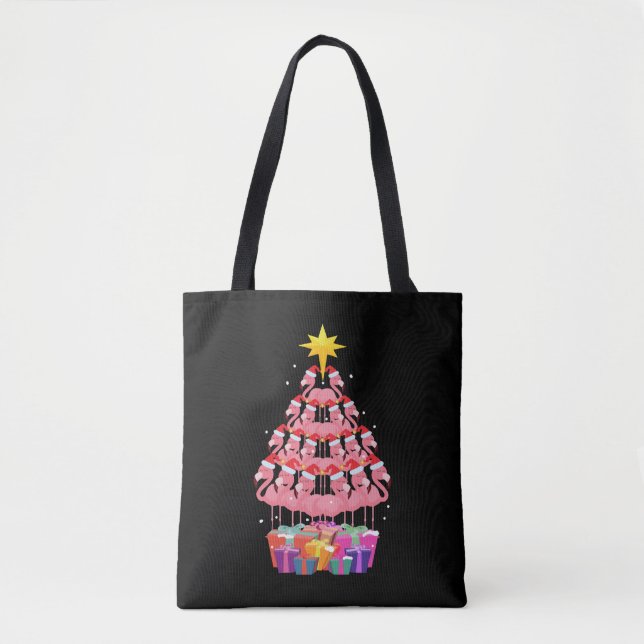 Flamingo Ugly Julgran Funny Gift Tygkasse (Framsida)