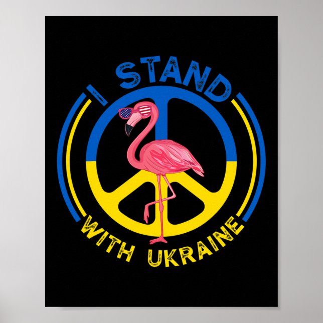 Flamingo Ukraine I Stand With Ukraine Flag Support Poster (Framsidan)