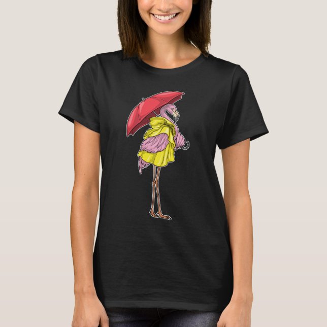 Flamingo Umbrella T Shirt (Framsida)