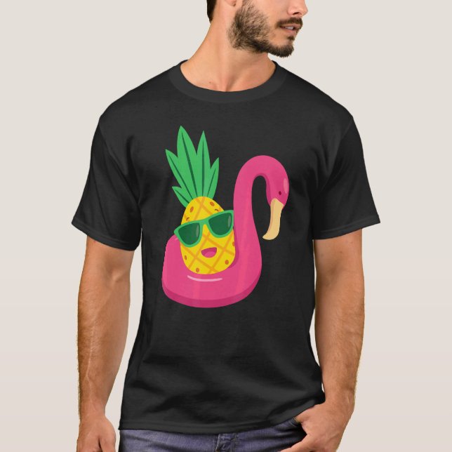 Flamingo upp och ned Pineapple Swinger Manar & Wom T Shirt (Framsida)