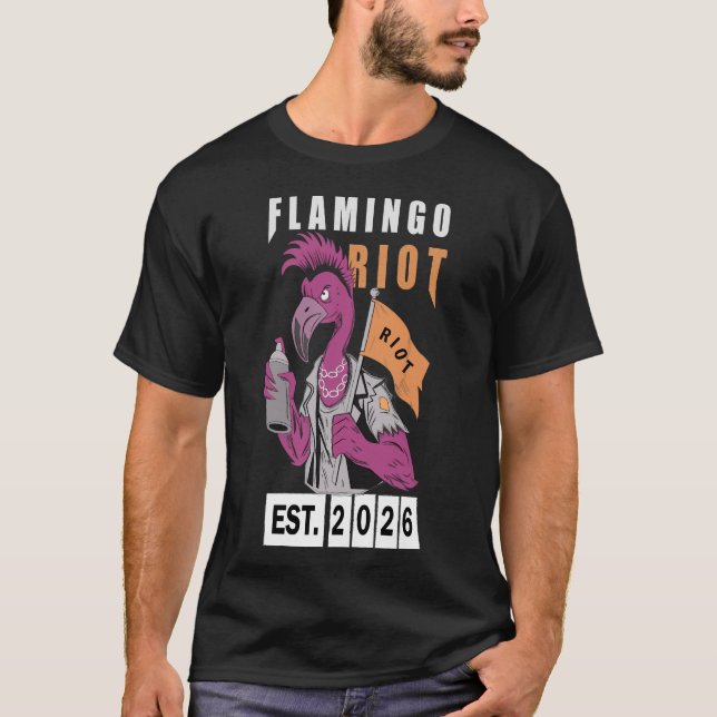Flamingo Upplopp Urban Estetisk Design T Shirt (Framsida)
