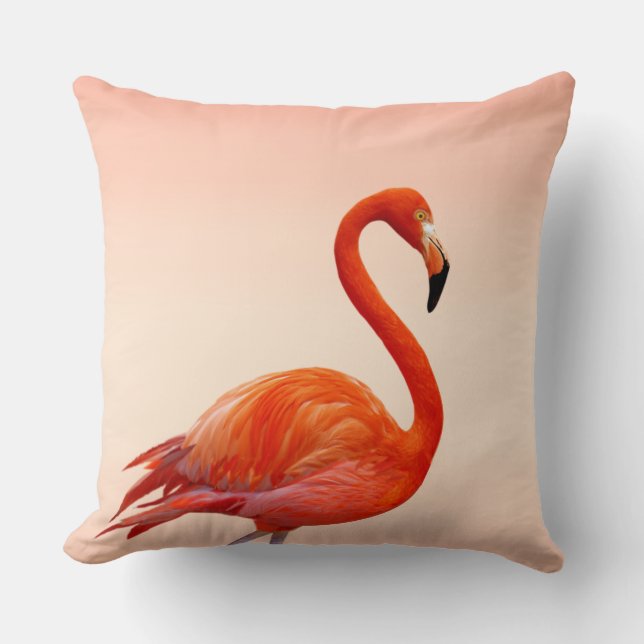 Flamingo, vacker Rosa på Light Coral Kudde (Framsida)