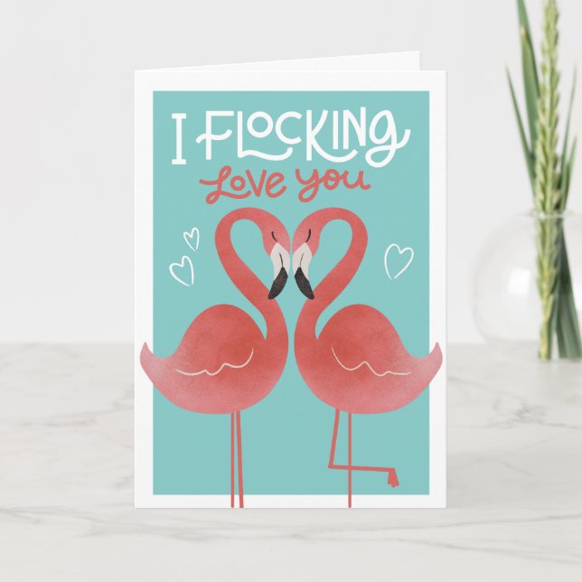 Flamingo Valentine Greeting Card-kort för Kärlek-d Kort (Framsida)
