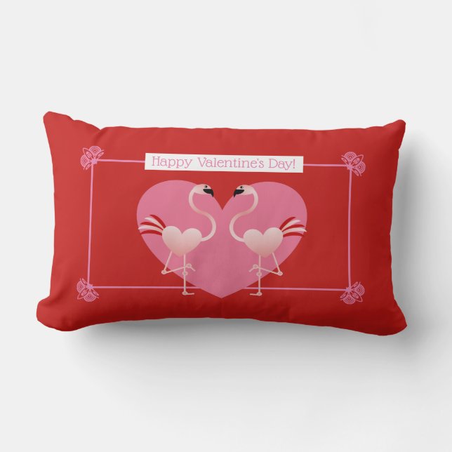Flamingo Valentines dag Lumbar Pillow Lumbarkudde (Framsida)