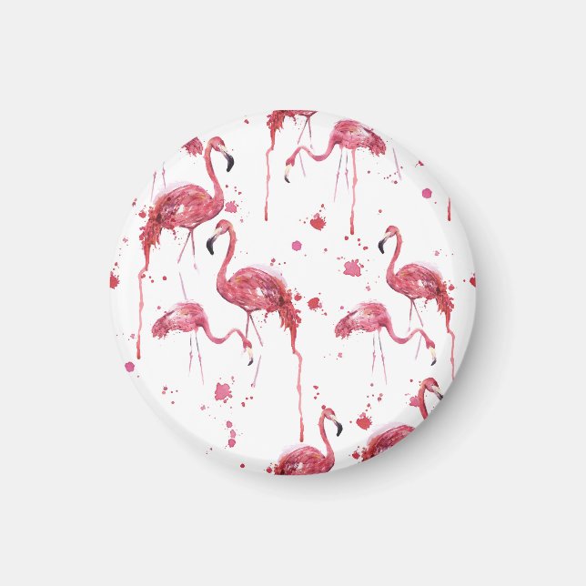 Flamingo vattencolor mönster, vibrant design. magnet (Framsidan)