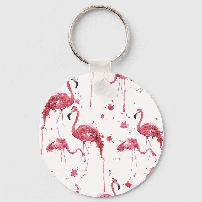 Flamingo vattencolor mönster, vibrant design. nyckelring (Framsida)