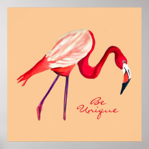 Flamingo vattencolor söt art poster