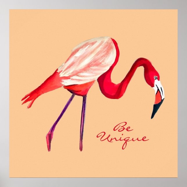 Flamingo vattencolor söt art poster (Framsidan)