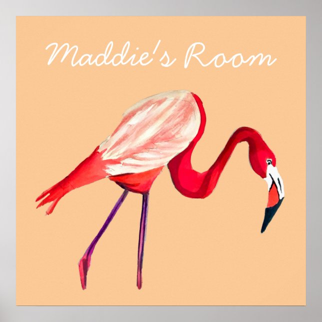 Flamingo vattencolor söt art poster (Framsidan)