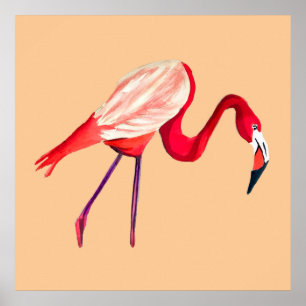 Flamingo vattencolor söt art poster