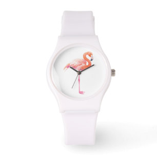Flamingo, vattenfärg armbandsur