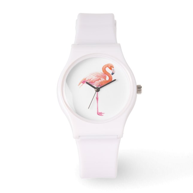 Flamingo, vattenfärg armbandsur (Framsida)