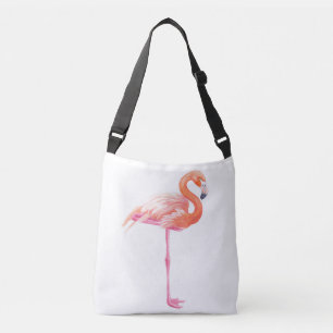Flamingo, vattenfärg axelväska
