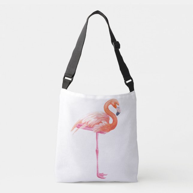 Flamingo, vattenfärg axelväska (Framsida)