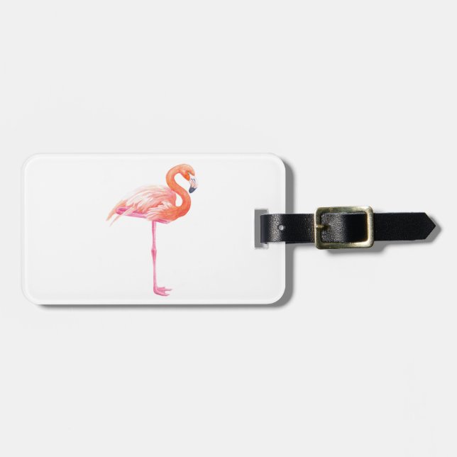 Flamingo, vattenfärg bagagebricka (Horisontell Framsida)
