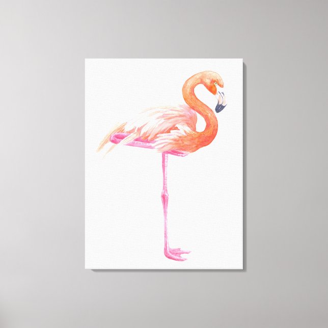 Flamingo, vattenfärg canvastryck (Framsida)