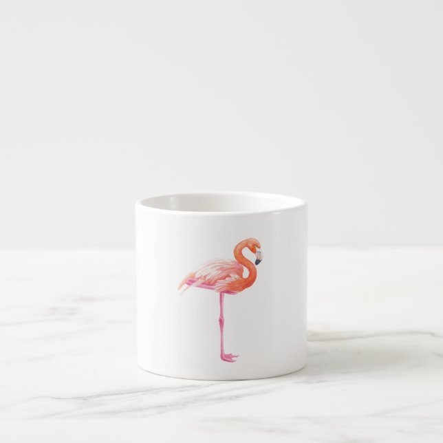 Flamingo, vattenfärg espressomugg (Framsidan)