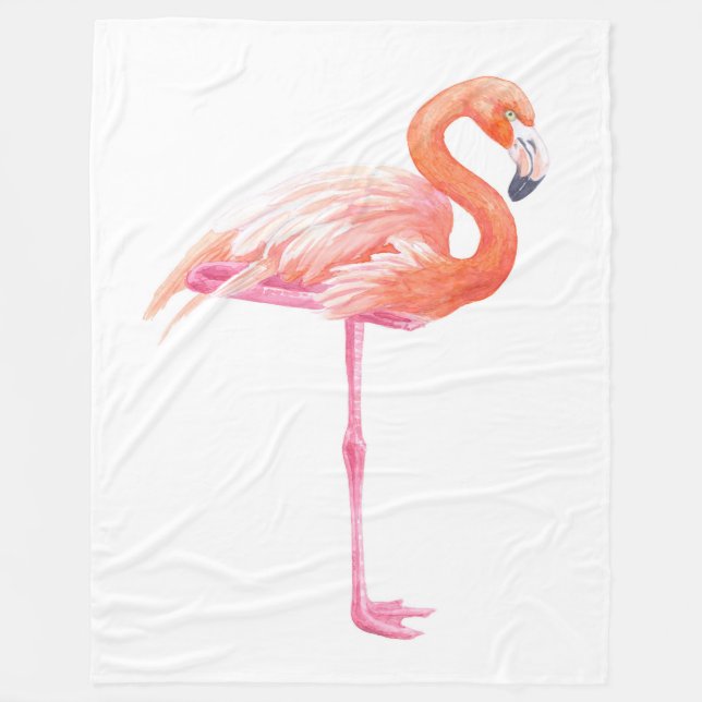 Flamingo, vattenfärg fleecefilt (Framsidan)