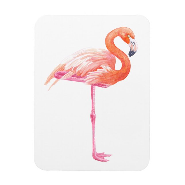 Flamingo, vattenfärg magnet (Vertikal)
