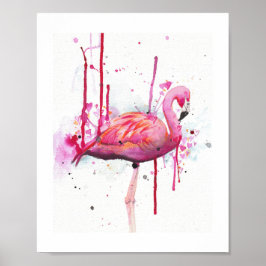 flamingo vattenfärg poster