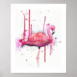 flamingo vattenfärg poster