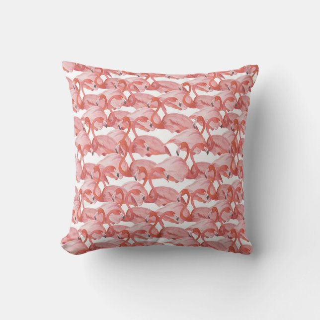 Flamingo Vattenfärg: Sömlös liten Mönster Kudde (Framsida)