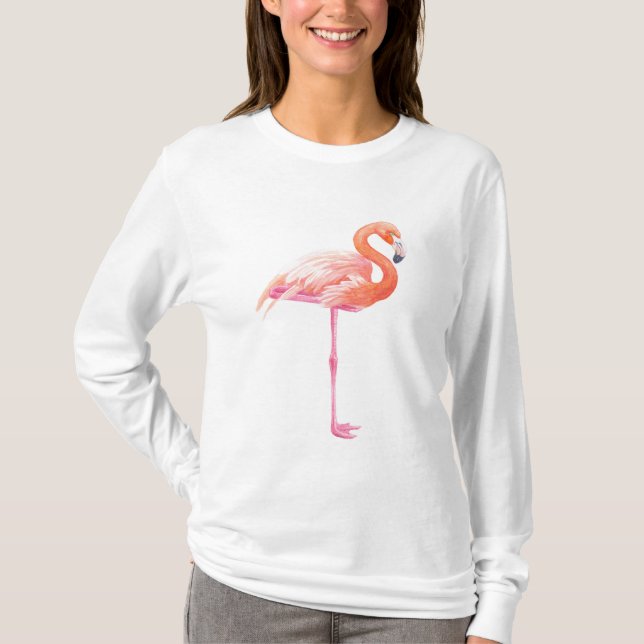 Flamingo, vattenfärg t-shirt (Framsida)