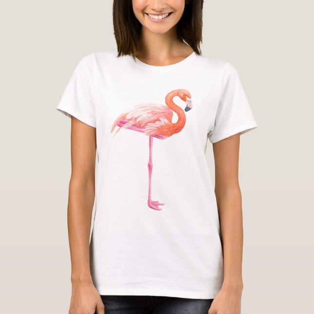 Flamingo, vattenfärg t shirt (Framsida)