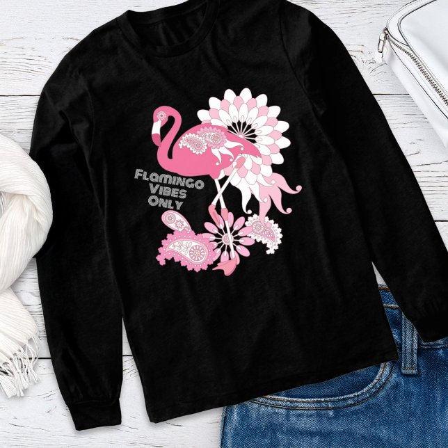 Flamingo Vibes Endast - Rutig Rosa Flamingo T Shirt (Skapare uppladdad)