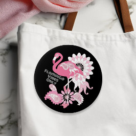 Flamingo Vibes Endast Svart Rosa Flamingo Knapp