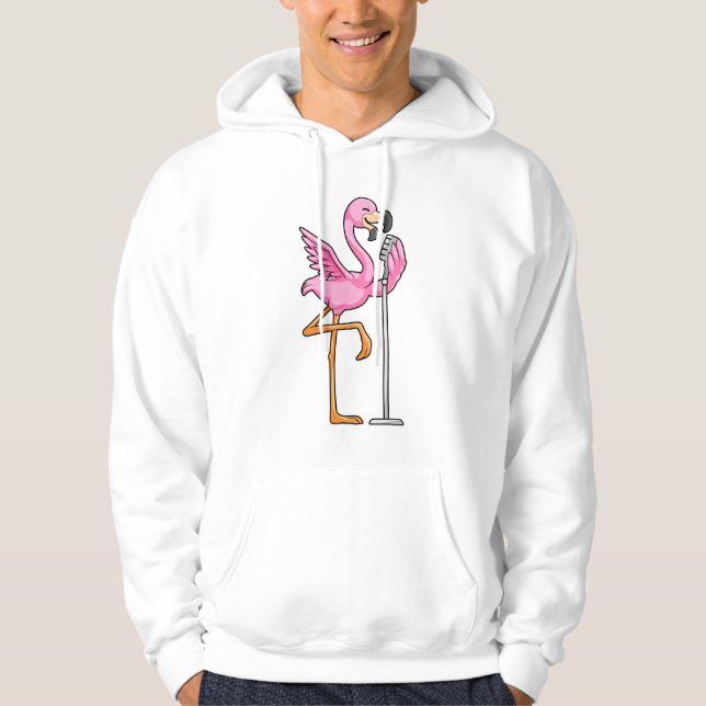 Flamingo vid singel med mikrofon hoodie (Framsida)